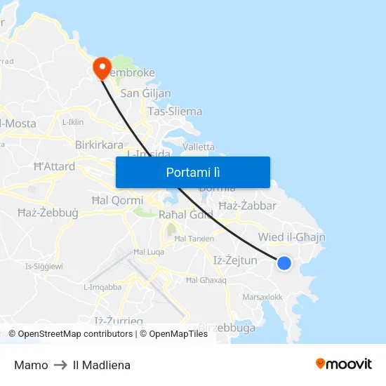 Mamo to Il Madliena map