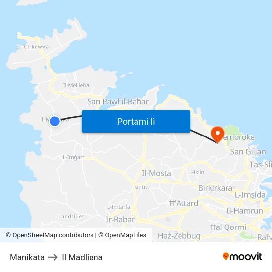 Manikata to Il Madliena map