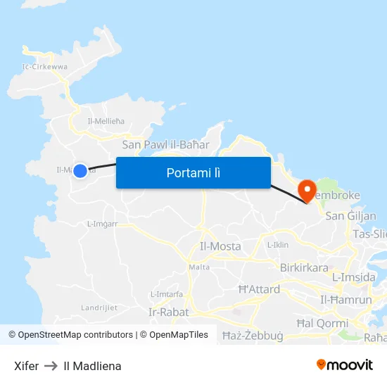 Xifer to Il Madliena map