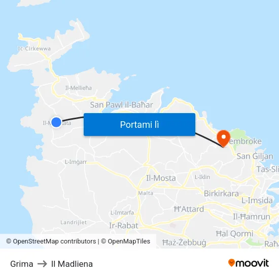 Grima to Il Madliena map