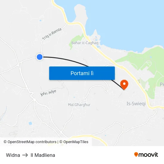 Widna to Il Madliena map