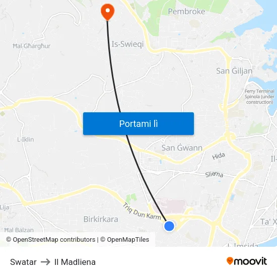 Swatar to Il Madliena map