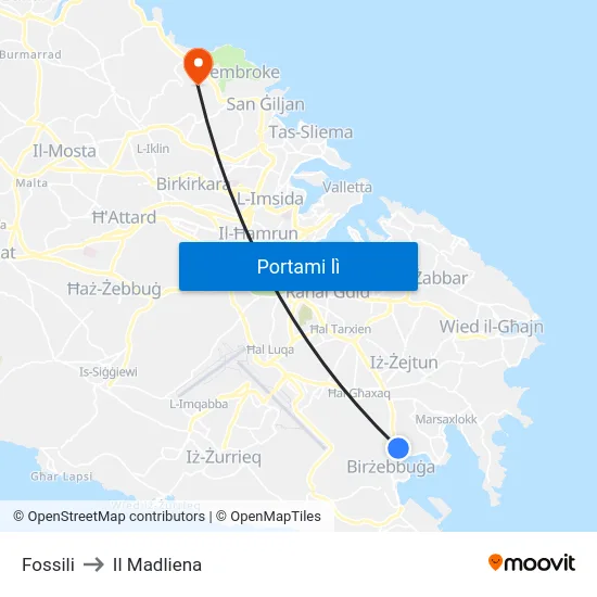 Fossili to Il Madliena map