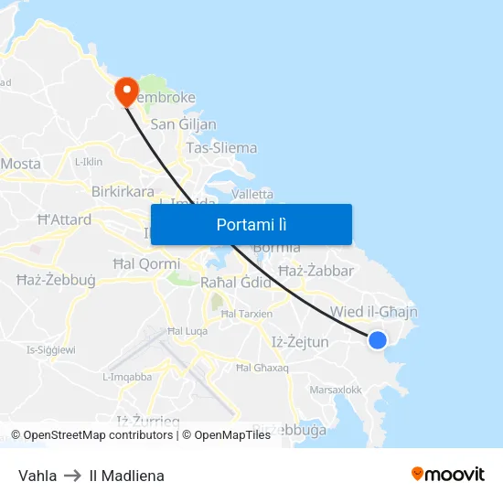 Vahla to Il Madliena map