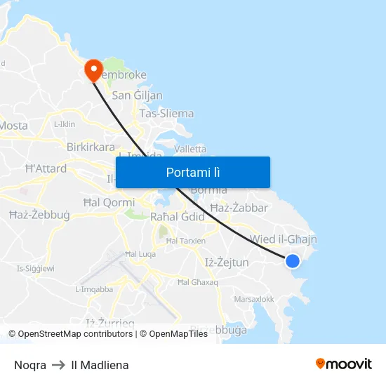 Noqra to Il Madliena map