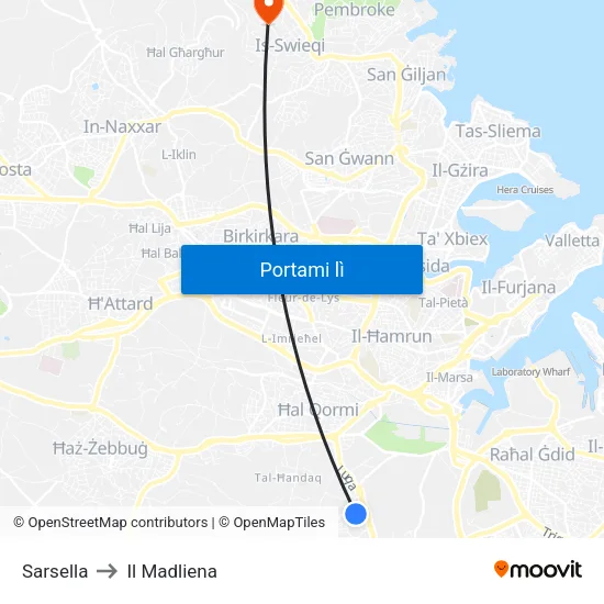 Sarsella to Il Madliena map