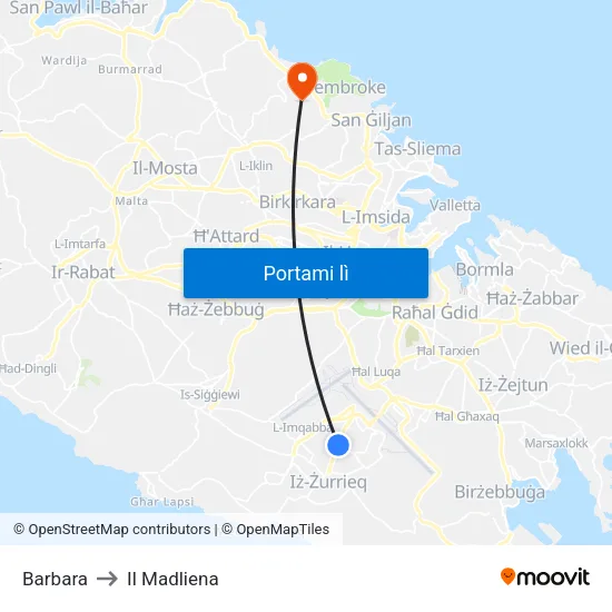 Barbara to Il Madliena map