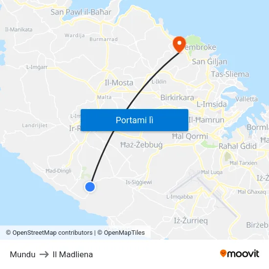 Mundu to Il Madliena map