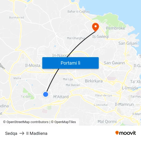 Sedqa to Il Madliena map