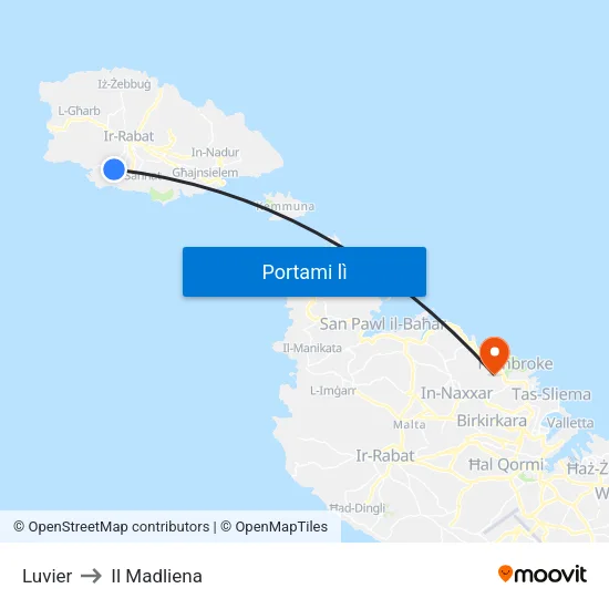 Luvier to Il Madliena map