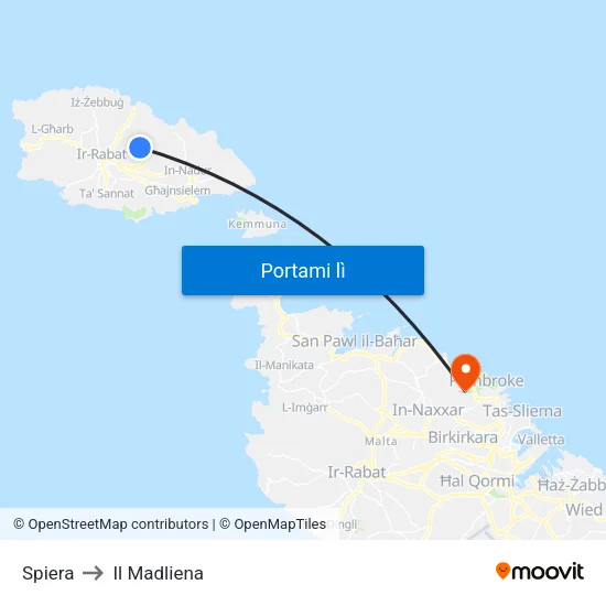 Spiera to Il Madliena map