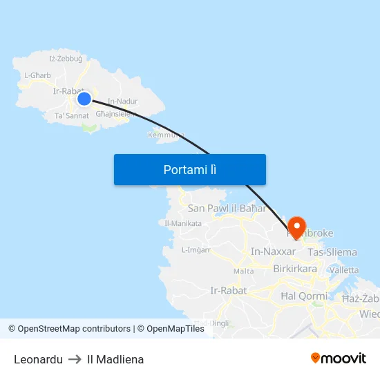 Leonardu to Il Madliena map