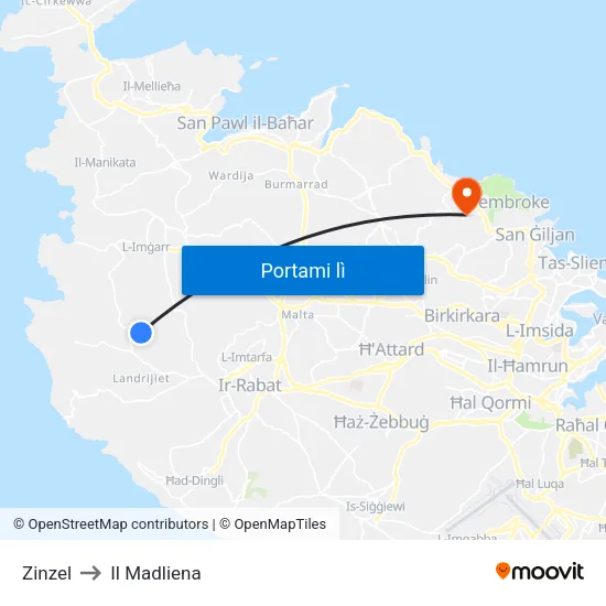 Zinzel to Il Madliena map