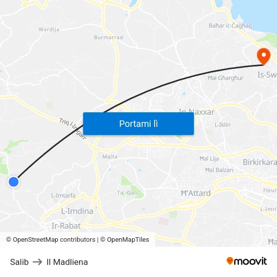 Salib to Il Madliena map