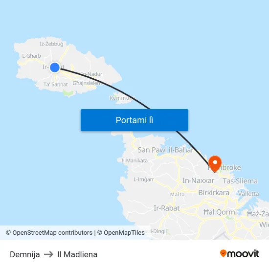 Demnija to Il Madliena map