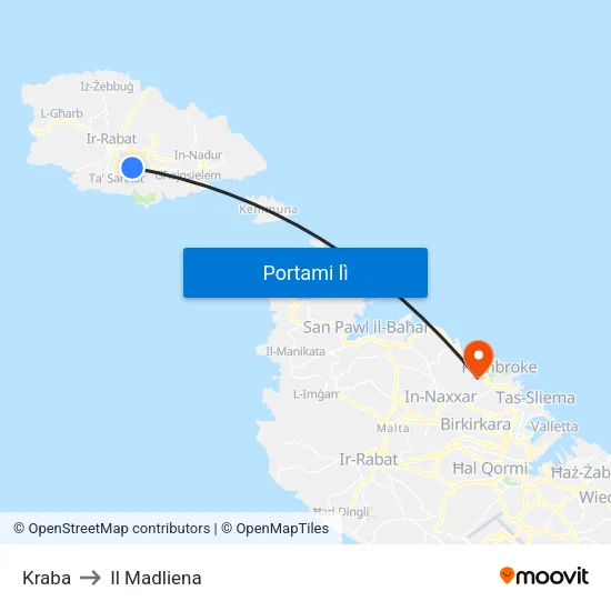 Kraba to Il Madliena map