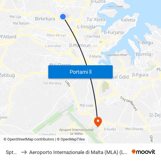 Sptar 2 to Aeroporto Internazionale di Malta (MLA) (Luqa Airport) map