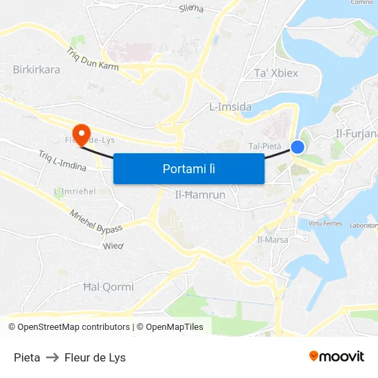 Pieta to Fleur de Lys map