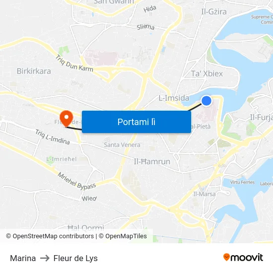 Marina to Fleur de Lys map