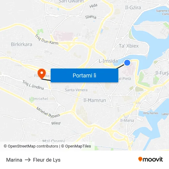 Marina to Fleur de Lys map