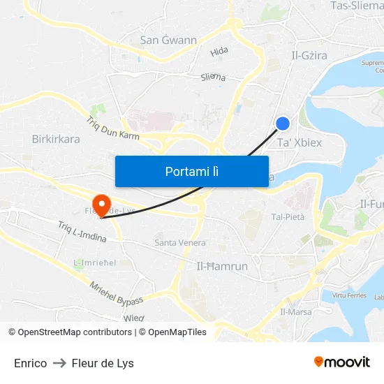 Enrico to Fleur de Lys map