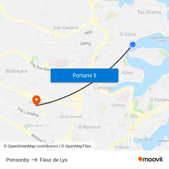 Ponsonby to Fleur de Lys map