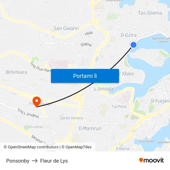 Ponsonby to Fleur de Lys map