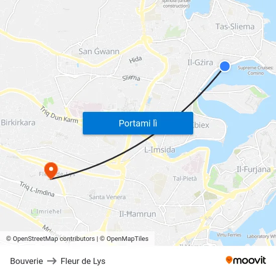 Bouverie to Fleur de Lys map