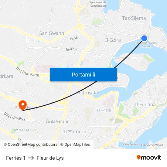 Ferries 1 to Fleur de Lys map