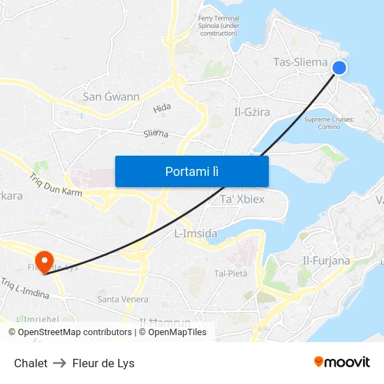 Chalet to Fleur de Lys map
