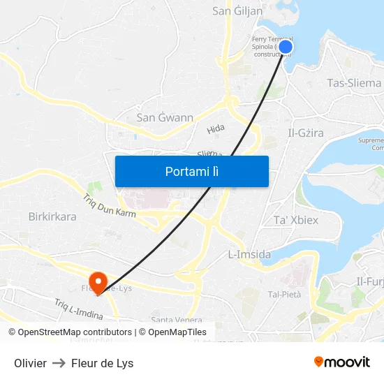 Olivier to Fleur de Lys map