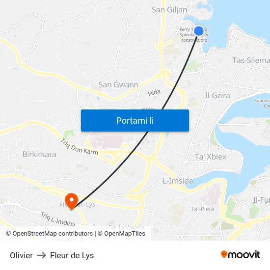 Olivier to Fleur de Lys map