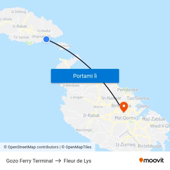 Gozo Ferry Terminal to Fleur de Lys map