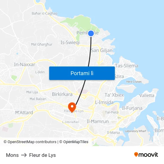 Mons to Fleur de Lys map