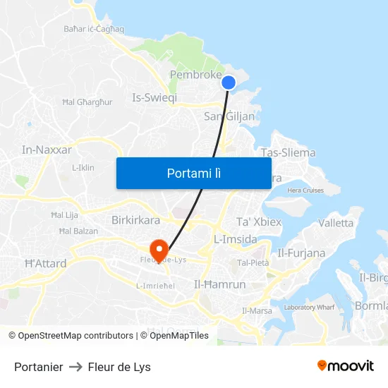 Portanier to Fleur de Lys map