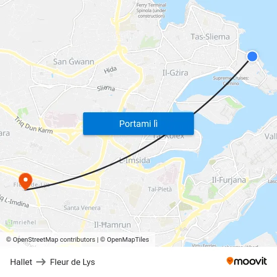 Hallet to Fleur de Lys map