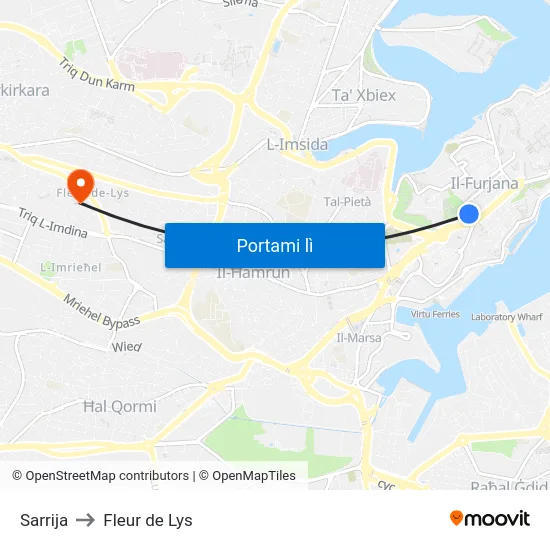 Sarrija to Fleur de Lys map