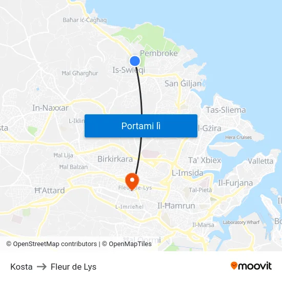 Kosta to Fleur de Lys map