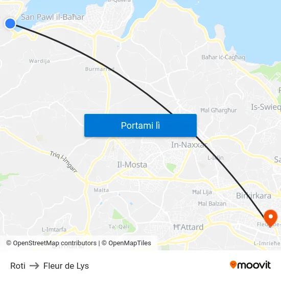 Roti to Fleur de Lys map