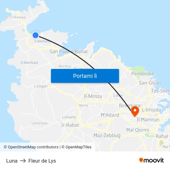 Luna to Fleur de Lys map