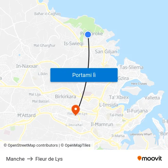 Manche to Fleur de Lys map