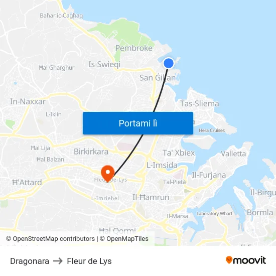 Dragonara to Fleur de Lys map