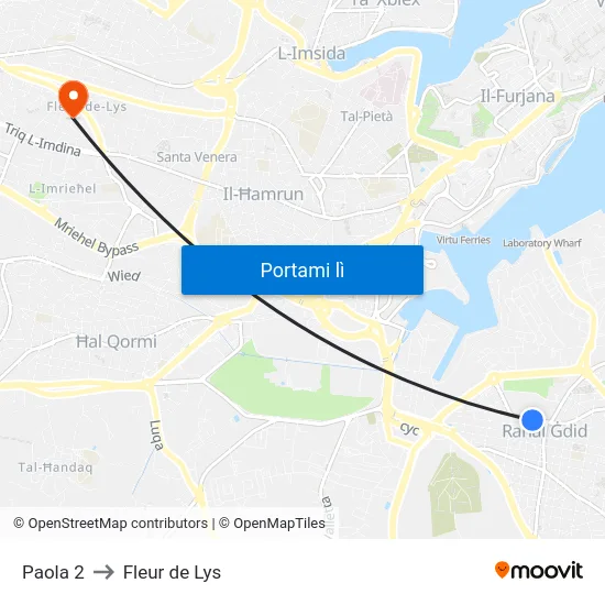 Paola 2 to Fleur de Lys map