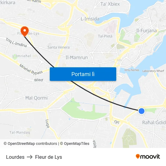 Lourdes to Fleur de Lys map