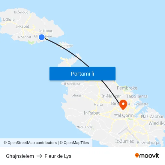 Ghajnsielem to Fleur de Lys map