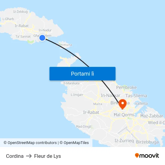 Cordina to Fleur de Lys map
