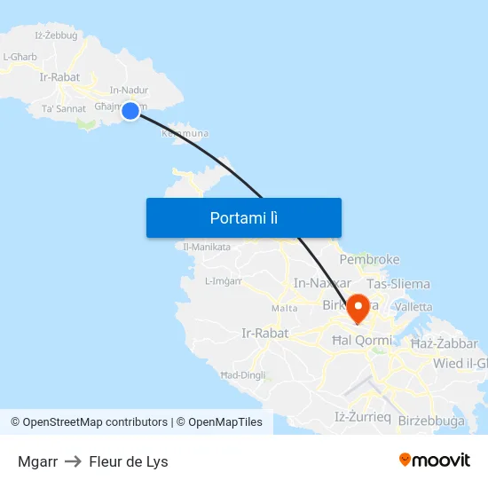 Mgarr to Fleur de Lys map