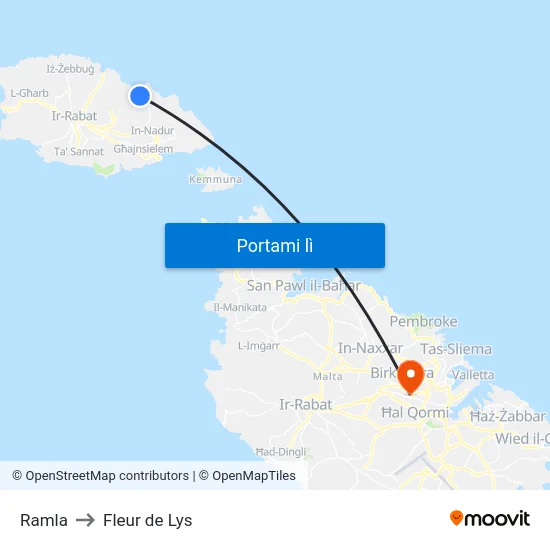 Ramla to Fleur de Lys map