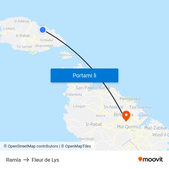 Ramla to Fleur de Lys map