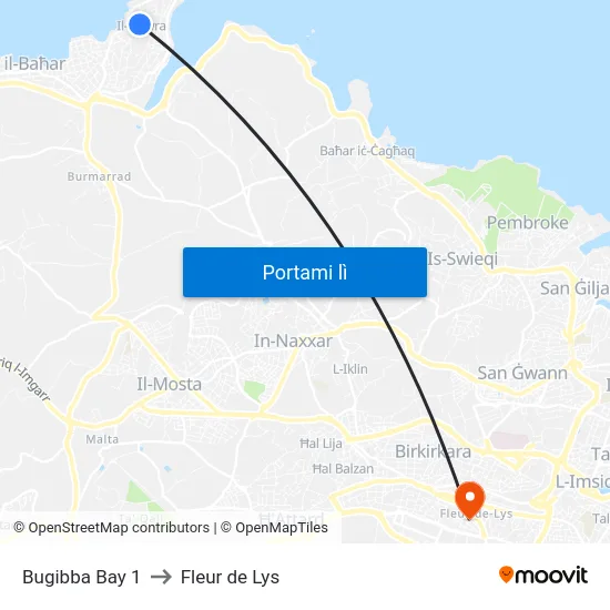 Bugibba Bay 1 to Fleur de Lys map